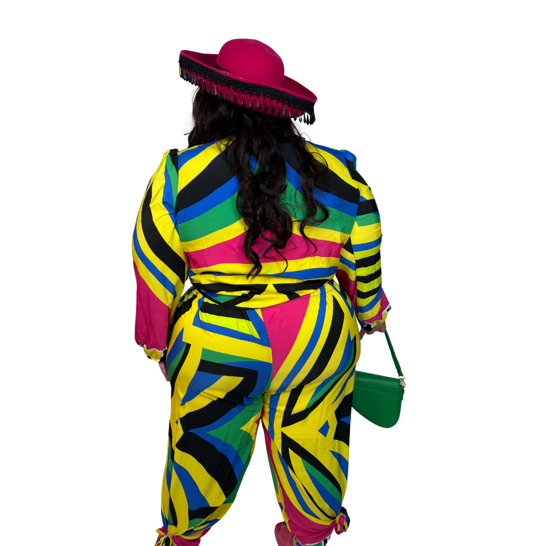 Ashley Stewart Multicolor Abstract Print Wide Leg Pull-On Pants NWT