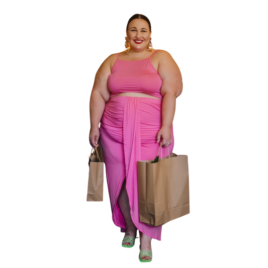 Bubble Gum Pink Cropped Tank and Skirt Set