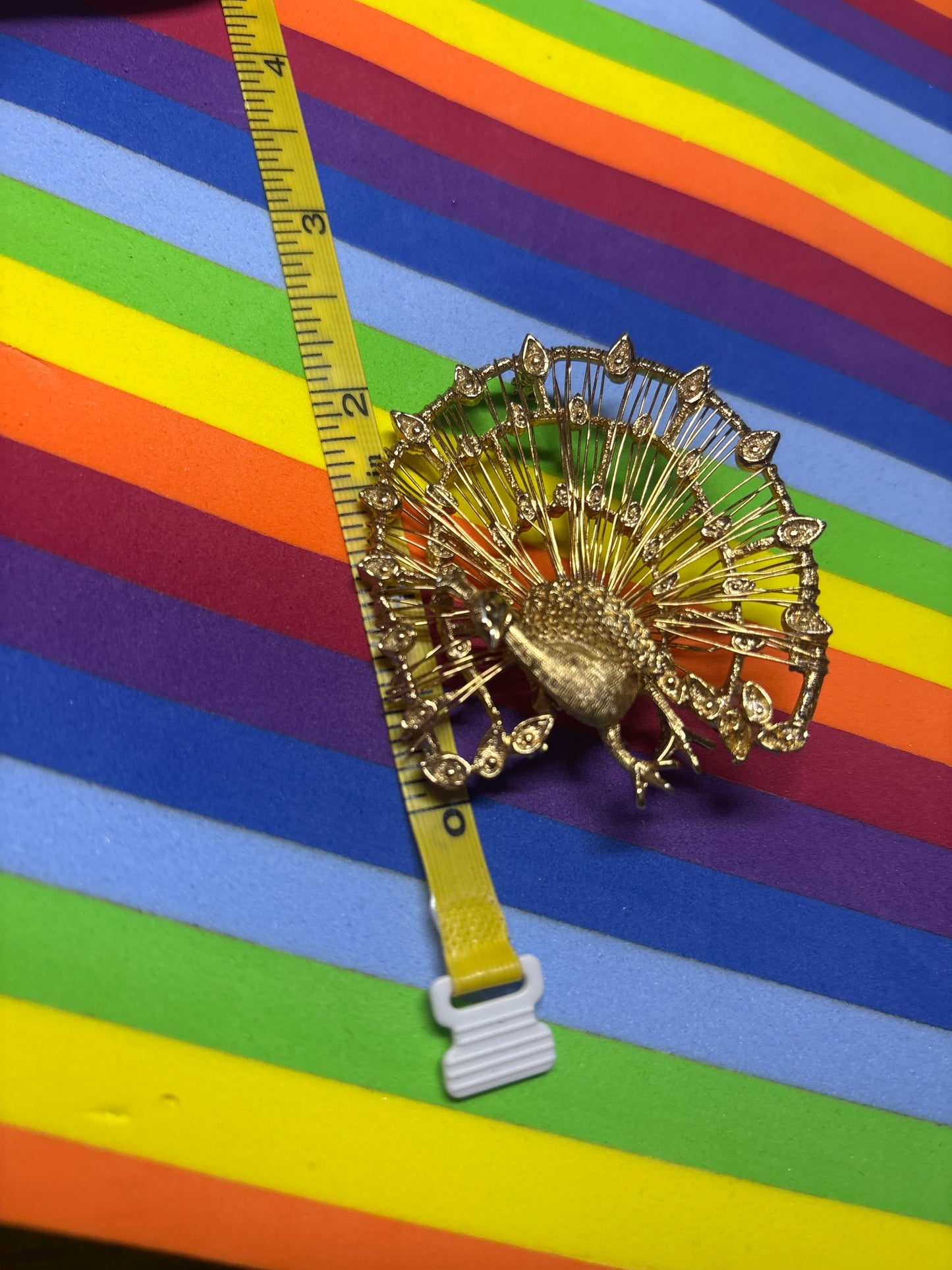 Vintage Gold Peacock Brooch
