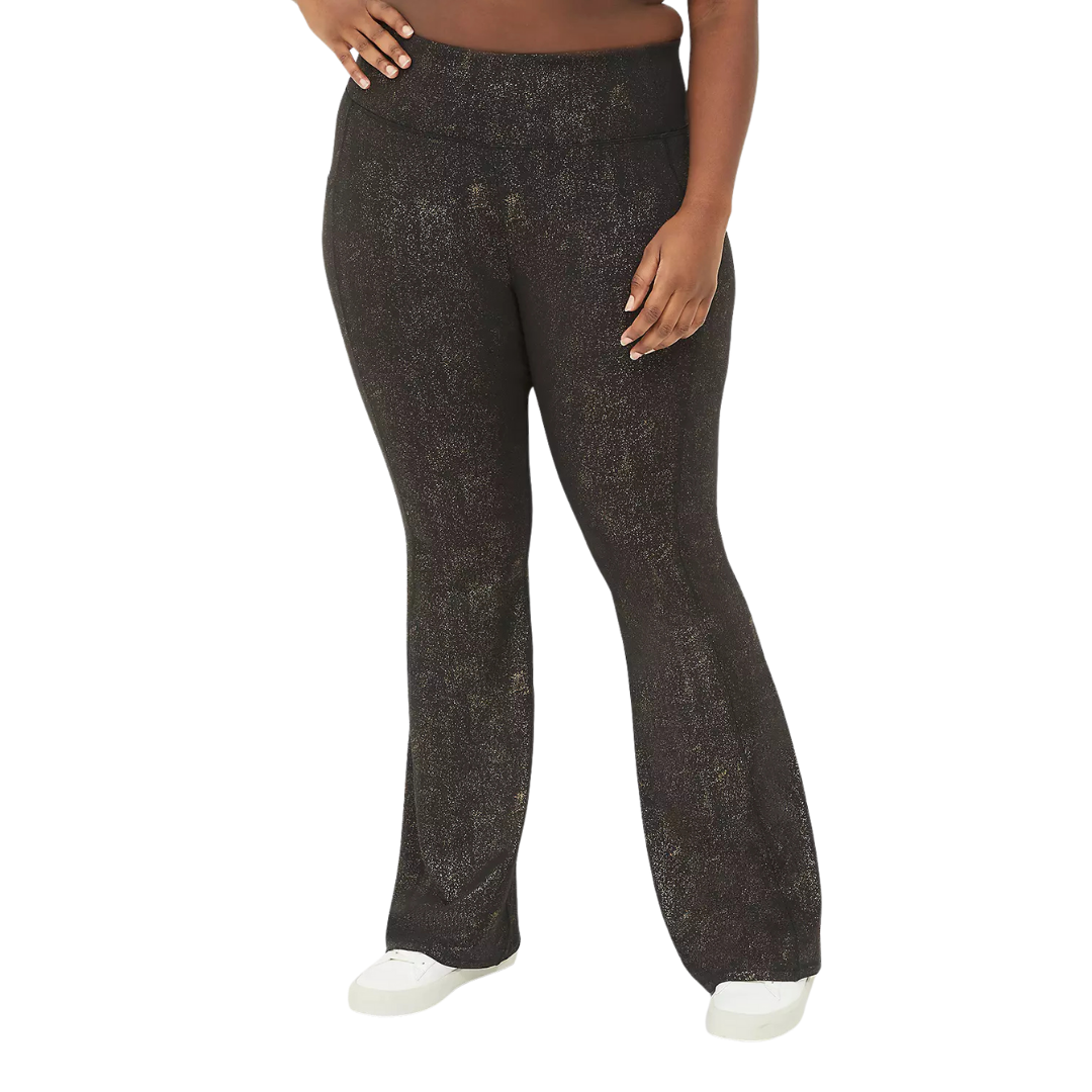 Black and Gold Speckle Yoga Pants with Pockets