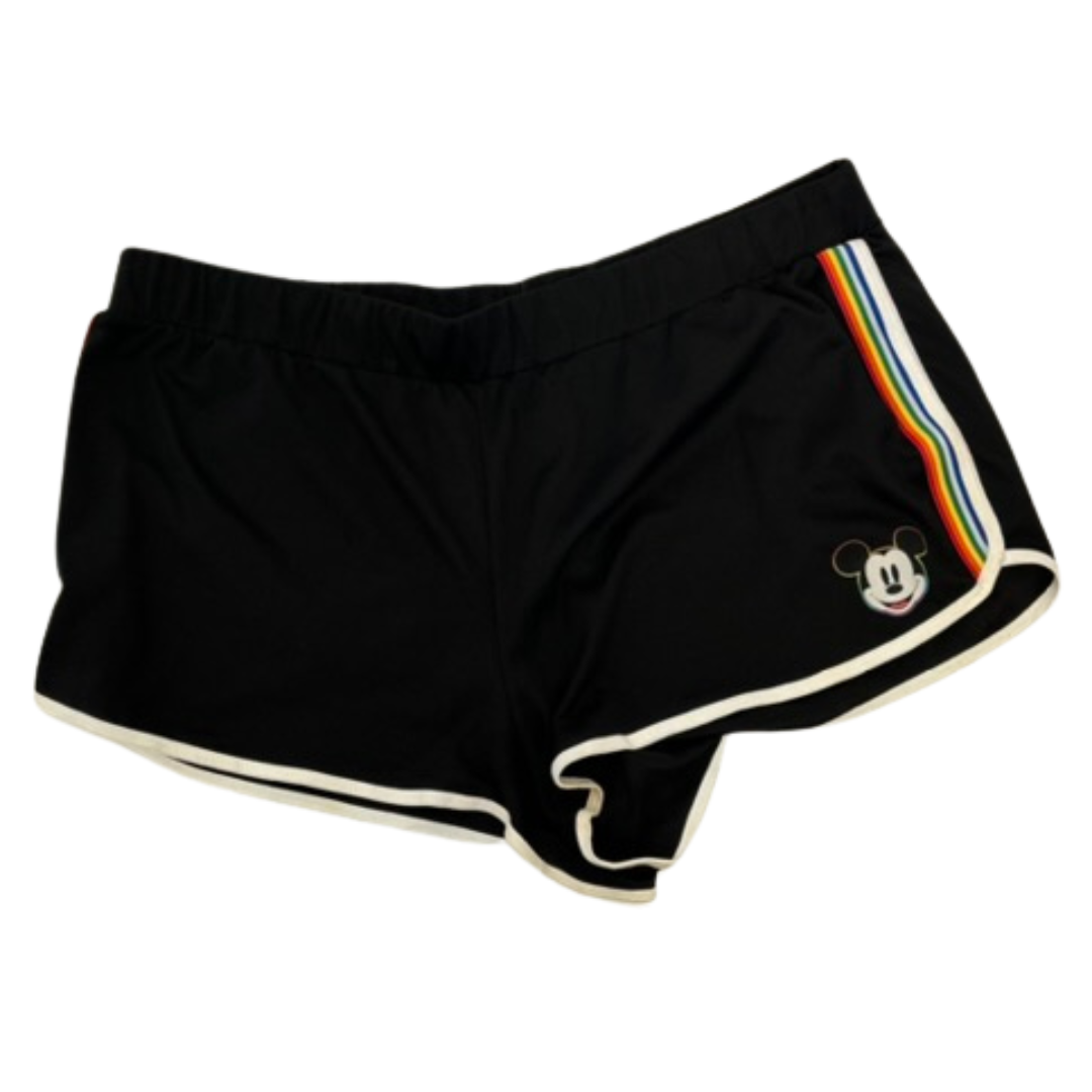 Black Rainbow Stripe Mickey Mouse Dolphin Shorts