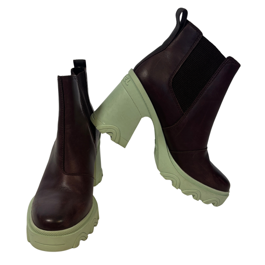 Sorrel Brex Burgundy and Mint Chunky Heeled Chelsea Boots (Size 6)