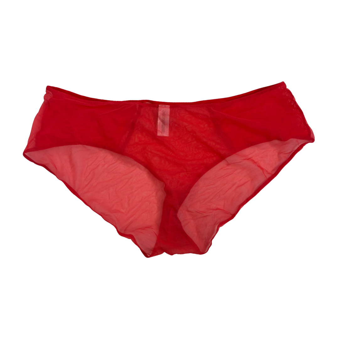 Felicity Hayward X Playful Promises Red Mesh and Lace Hipster Panties NWOT