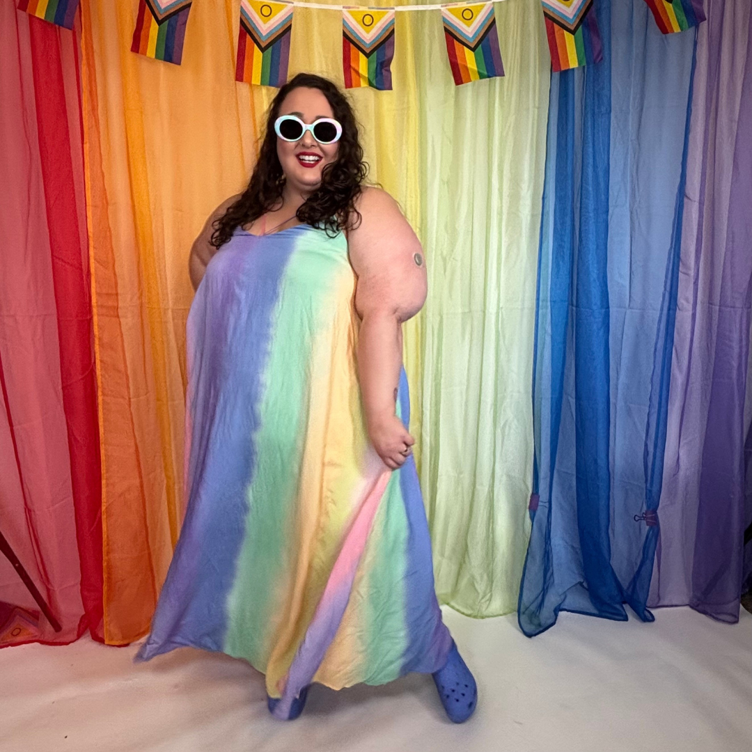 Eloquii Pastel Rainbow Ombré Maxi Dress