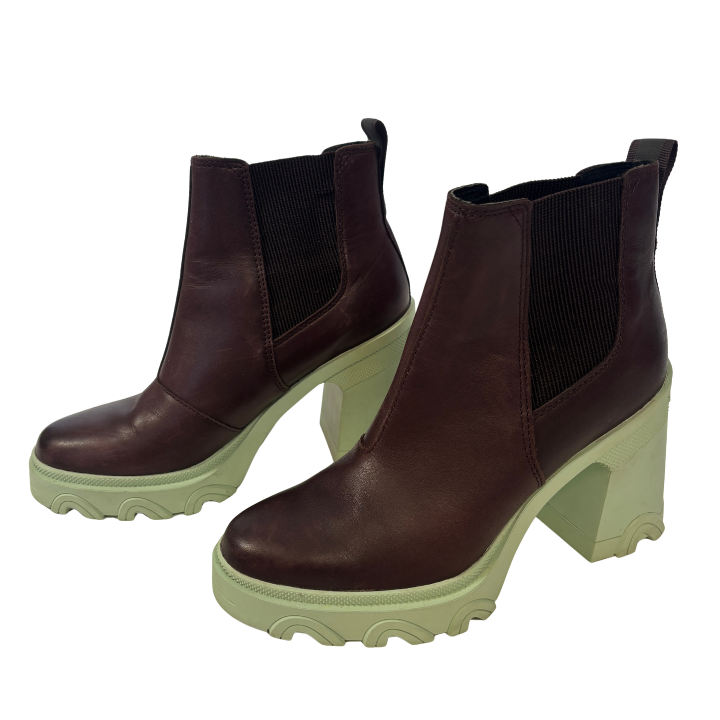 Sorrel Brex Burgundy and Mint Chunky Heeled Chelsea Boots (Size 6)