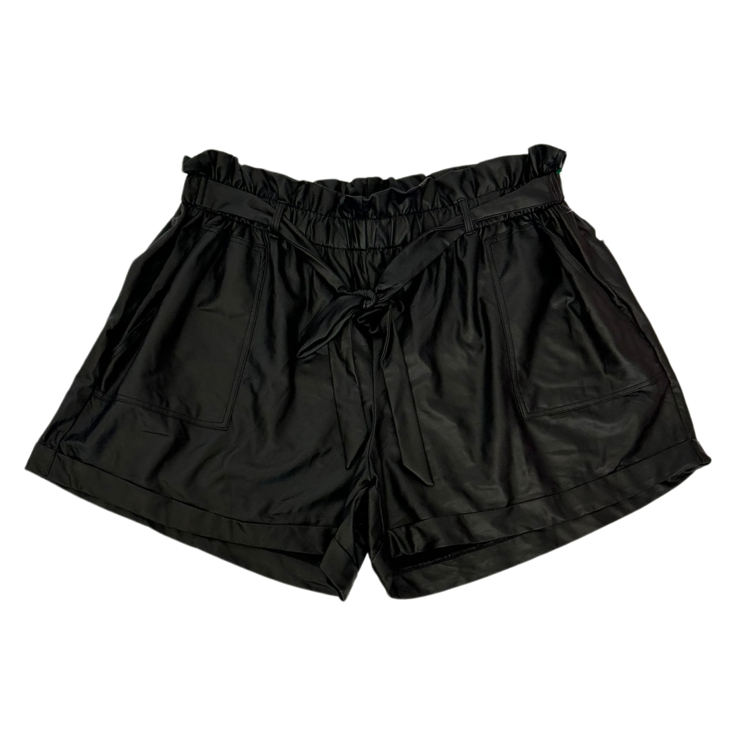 Black Faux Leather Paper Bag Waist Shorts NWT