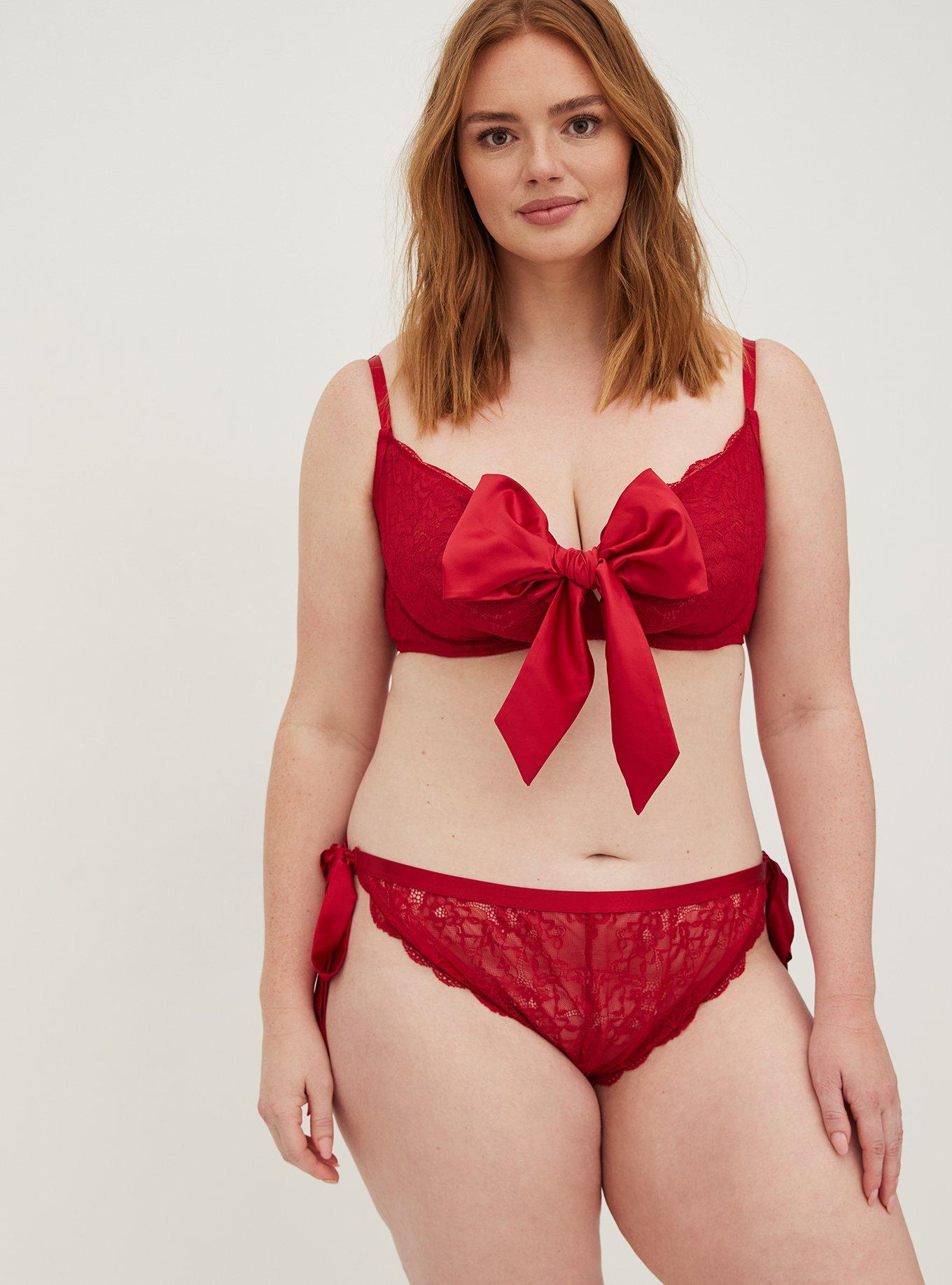Torrid Red Lacey Tie Bow Unlined Bra NWT