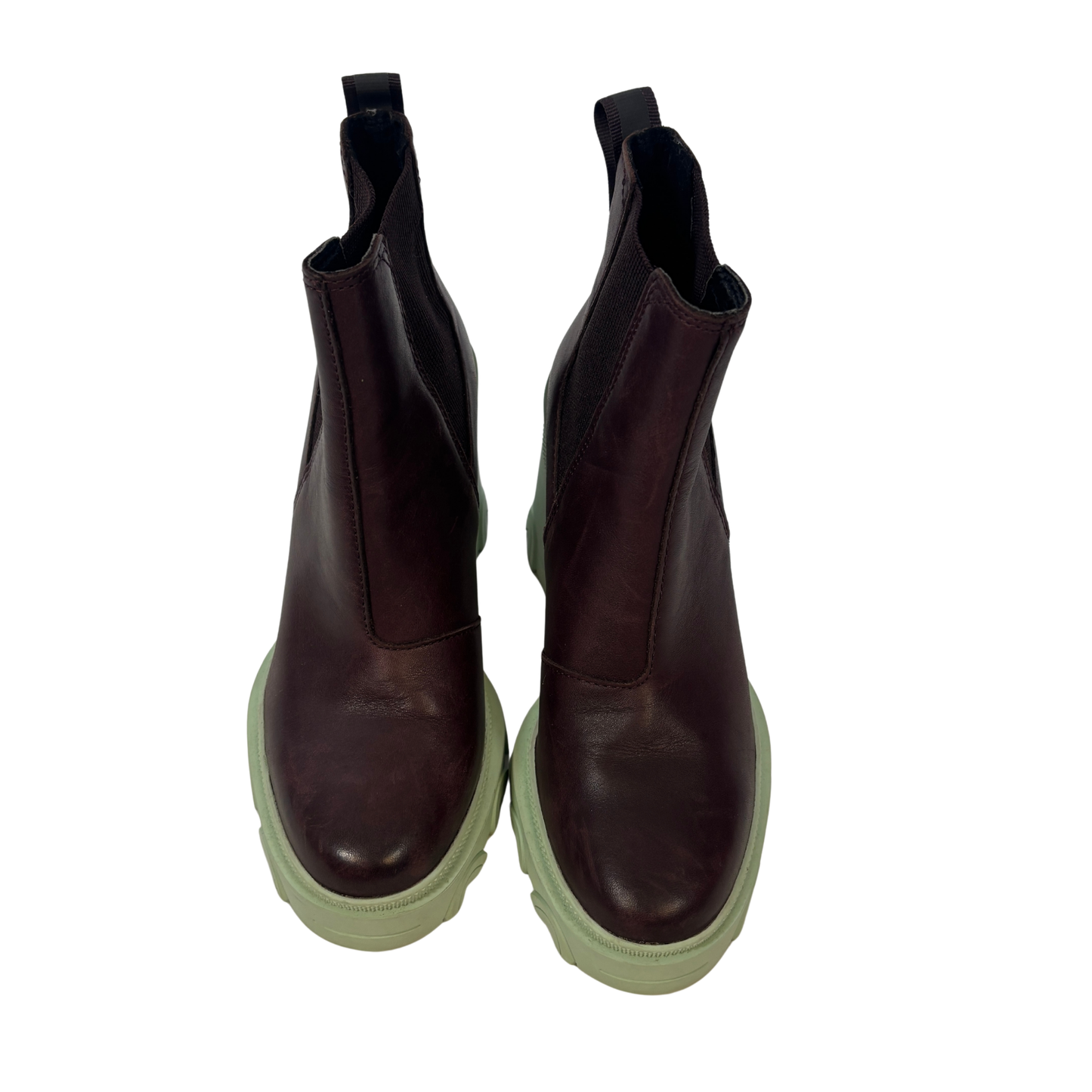 Sorrel Brex Burgundy and Mint Chunky Heeled Chelsea Boots (Size 6)
