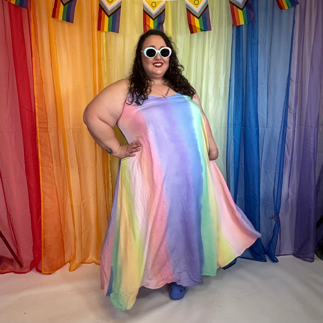 Eloquii Pastel Rainbow Ombré Maxi Dress