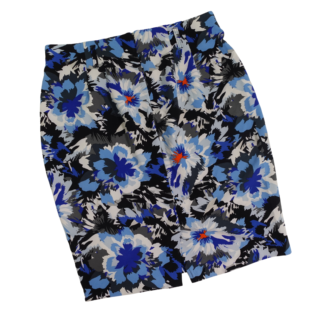 Blue Floral Pencil Skirt