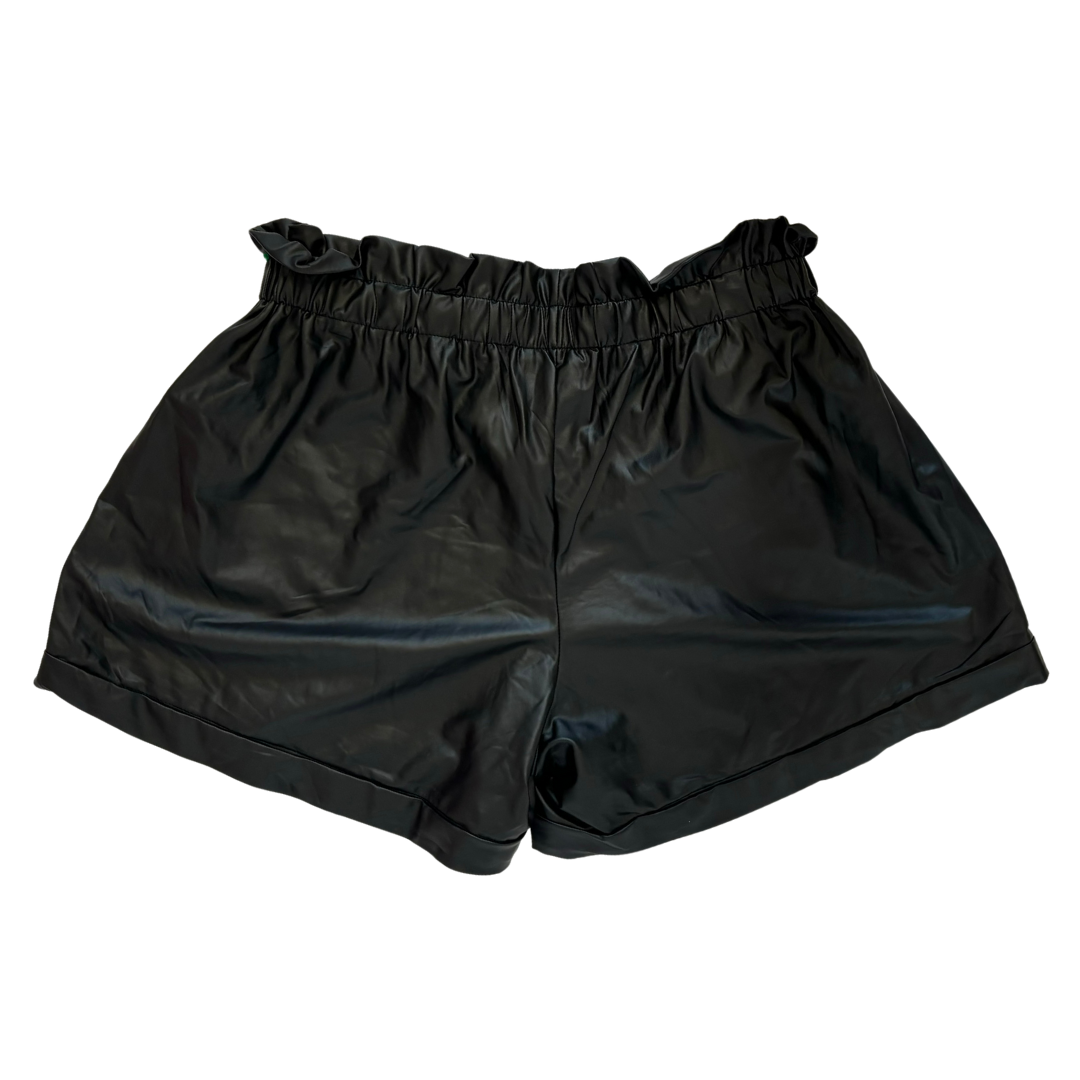 Black Faux Leather Paper Bag Waist Shorts NWT