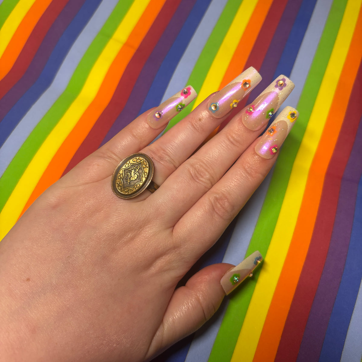 Brass Oval Shield Ring