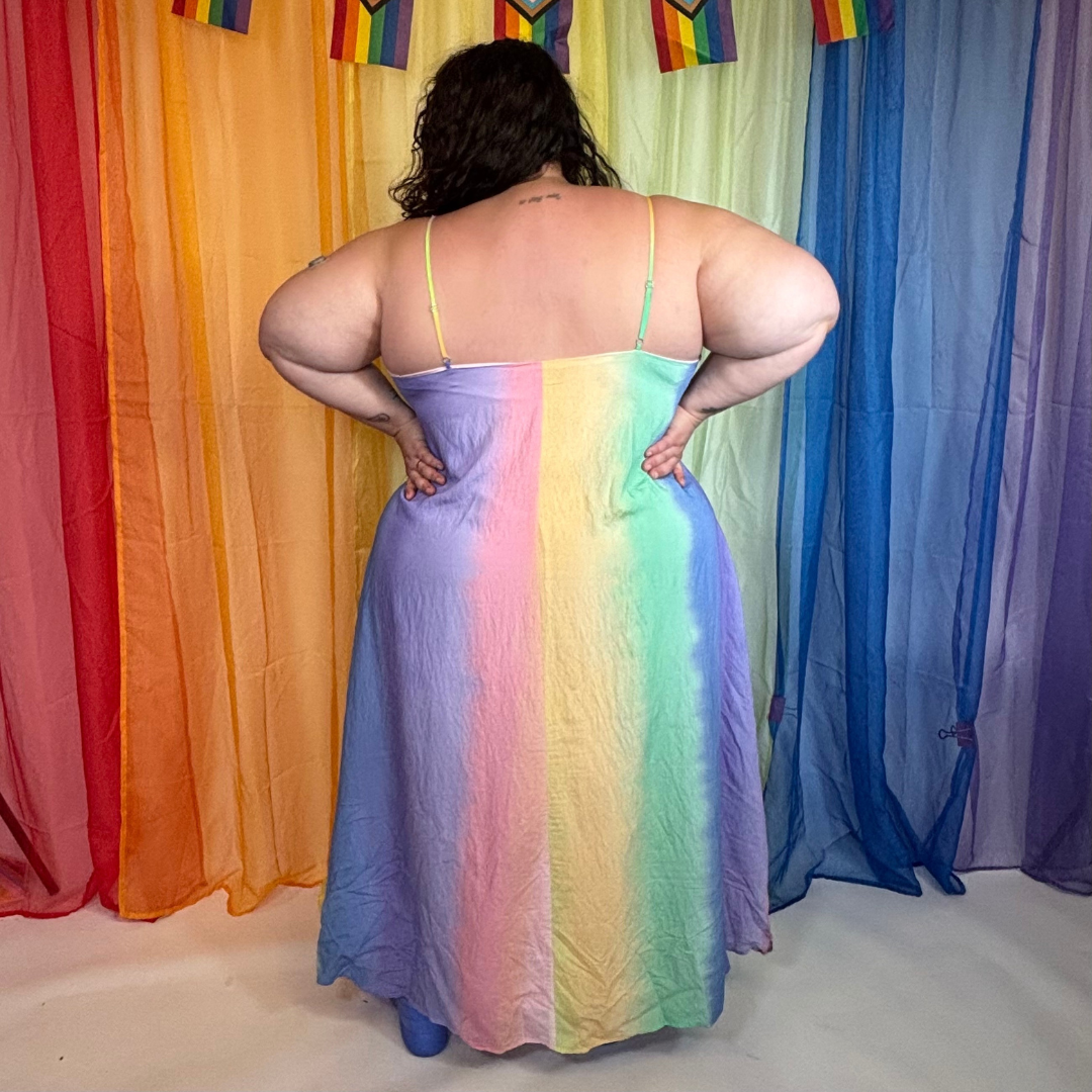 Eloquii Pastel Rainbow Ombré Maxi Dress