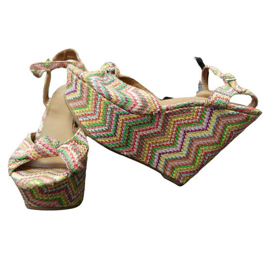 Woven Chevron Wedge Heels (Size 8.5)