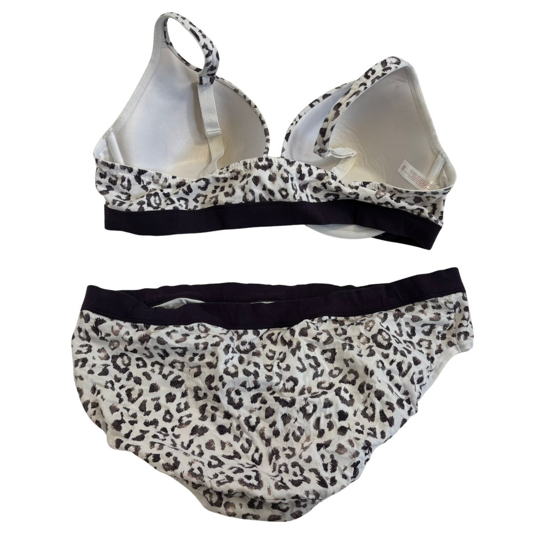 White and Purple Leopard Print Push-Up Front Clasp Bra (42DD)