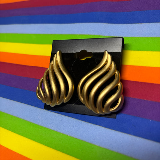 Vintage Gold Tone Bulb-Shaped Post Back Earrings