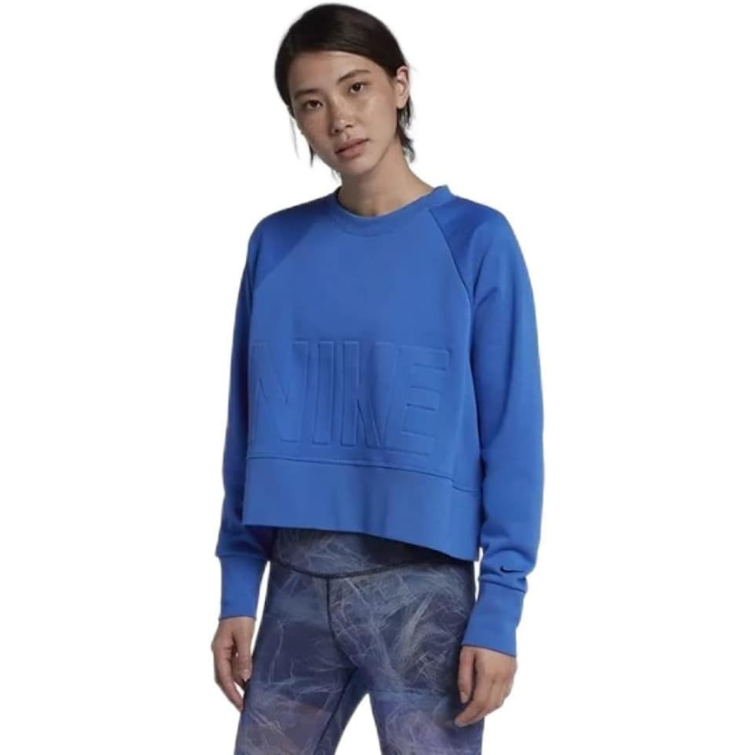 Blue Nike Dri Fit Cropped Sweatshirt