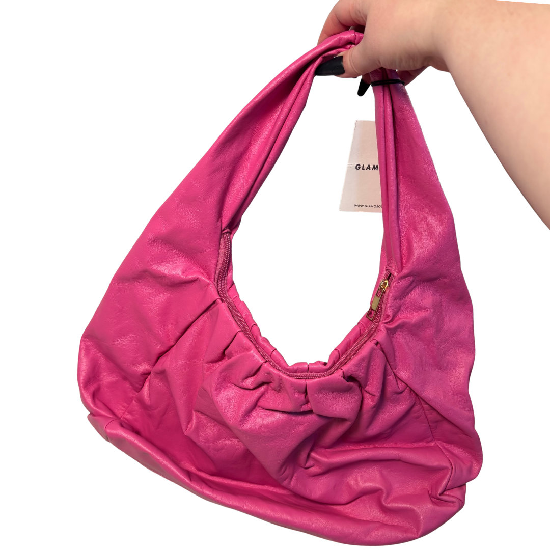 Pink Faux Leather Hobo Shoulder Bag NWT
