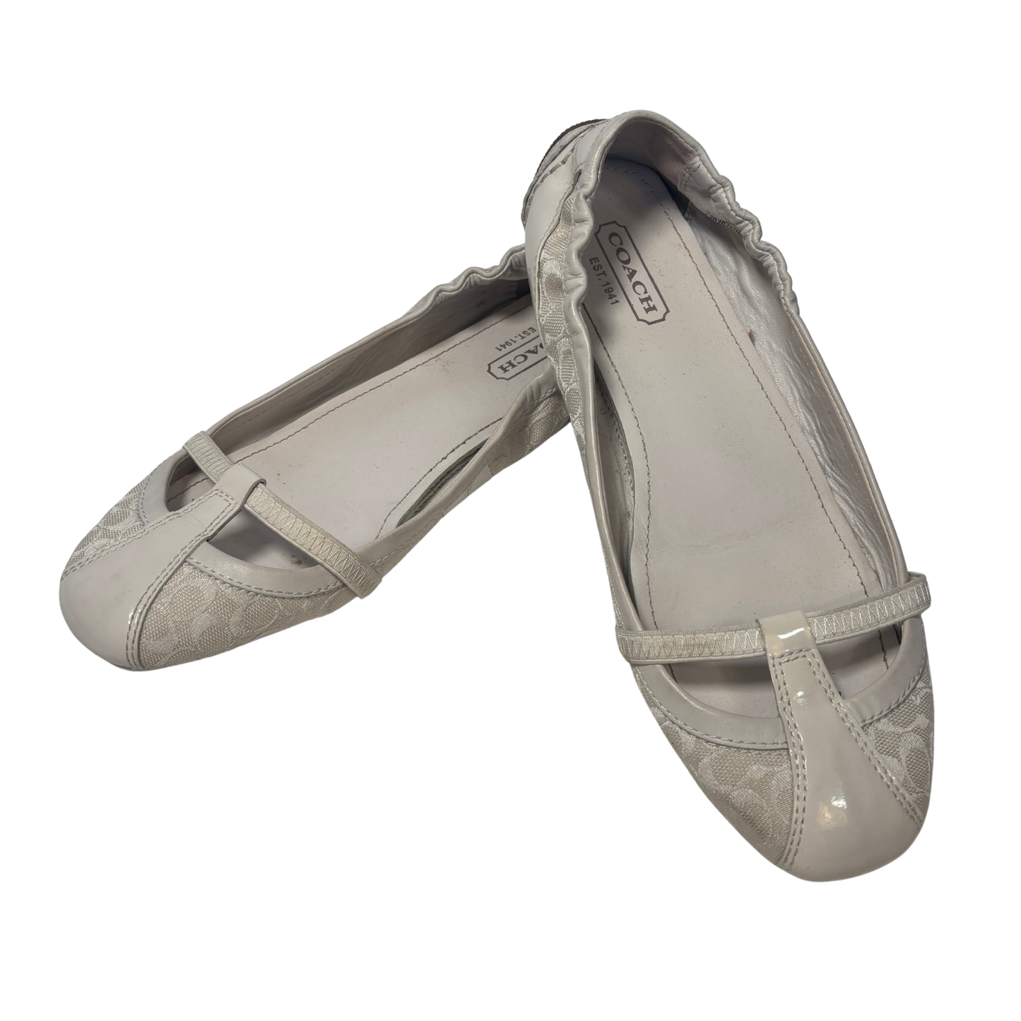 Vintage Coach White Leather/ Canvas Logo Verra Ballerina Flats (Size 9)