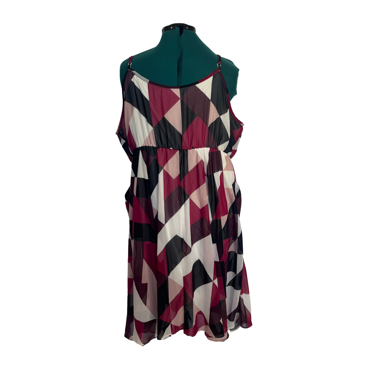 Torrid Burgundy and Pink Geometric Pattern Midi Dress