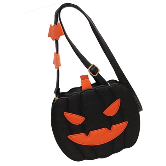 Black and Orange Jack-O-Lantern Crossbody Bag