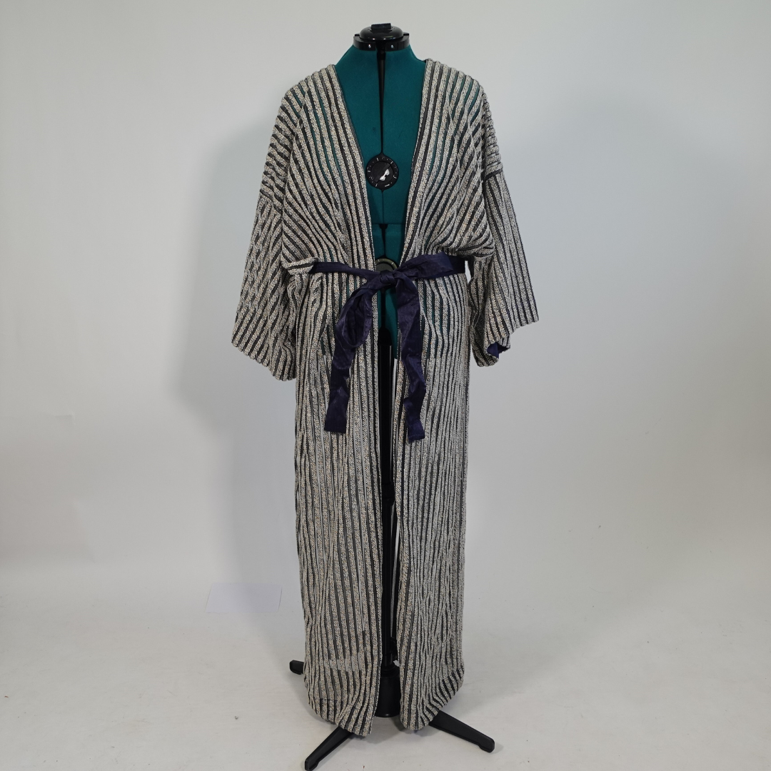 Striped Mesh Robe Style Jacket