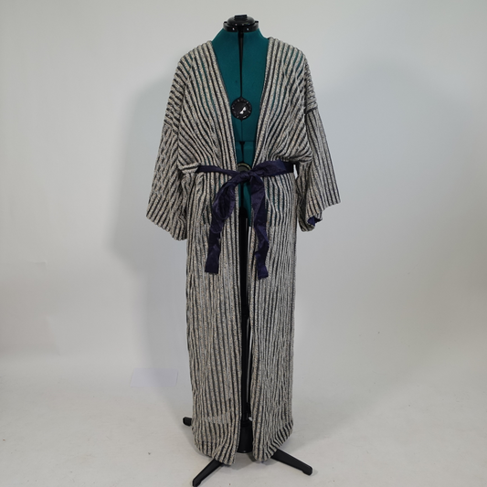 Striped Mesh Robe Style Jacket