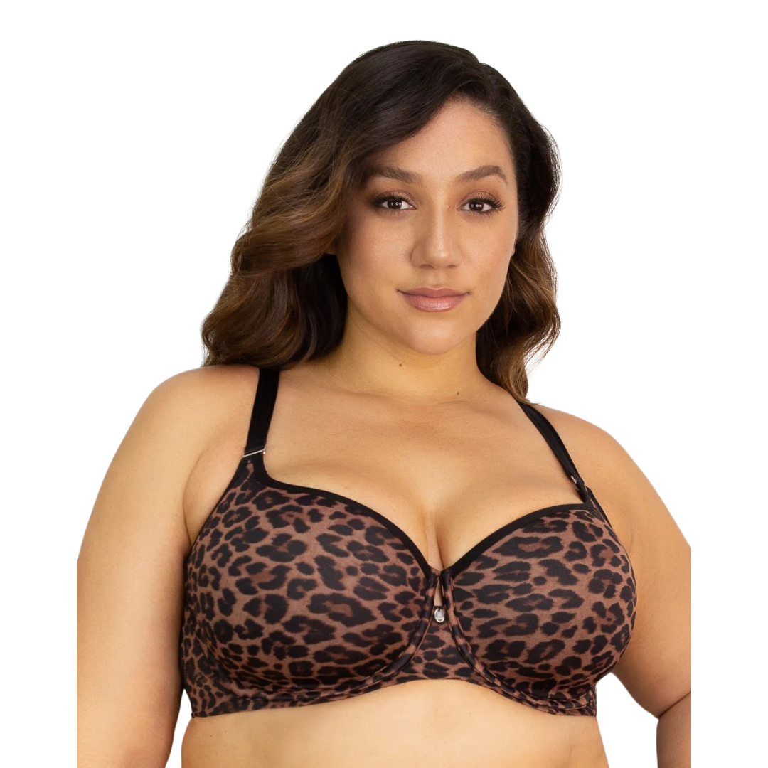 Brown and Black Leopard Print T Shirt Bra (42 DD)