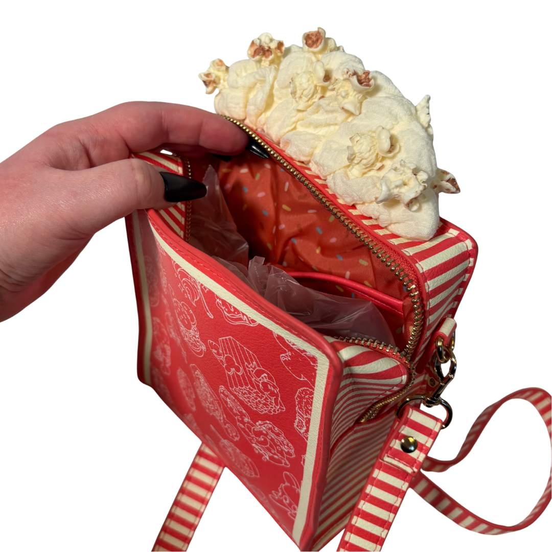 Disney Eats Coral Popcorn Bucket Crossbody Purse NWT