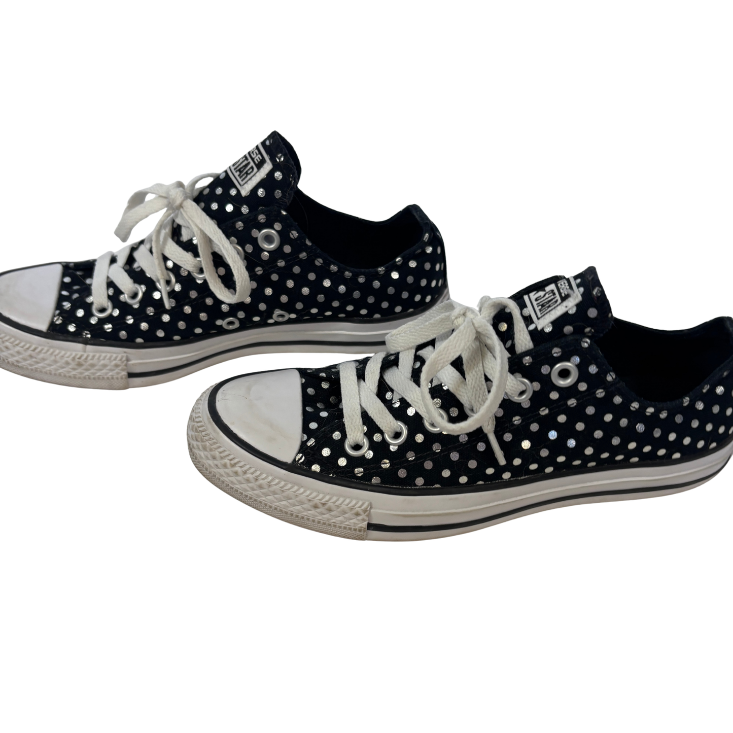 Converse Black and Silver Dotted Low Tops (Women’s Size 8/ Men’s Size 6)