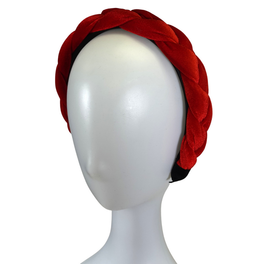 Red Velvet Puffy Braided Headband