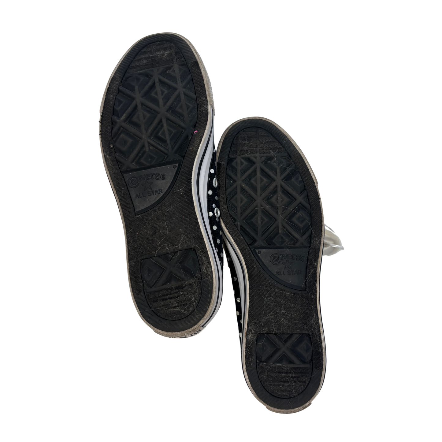 Converse Black and Silver Dotted Low Tops (Women’s Size 8/ Men’s Size 6)
