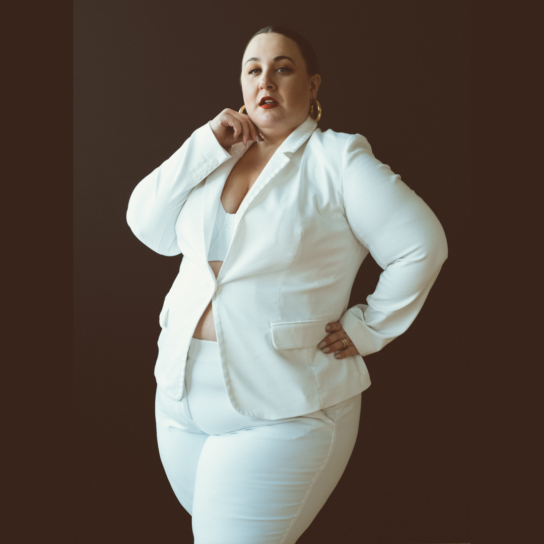 Lane Byrant Modernist Collection White Two Piece Suit Set