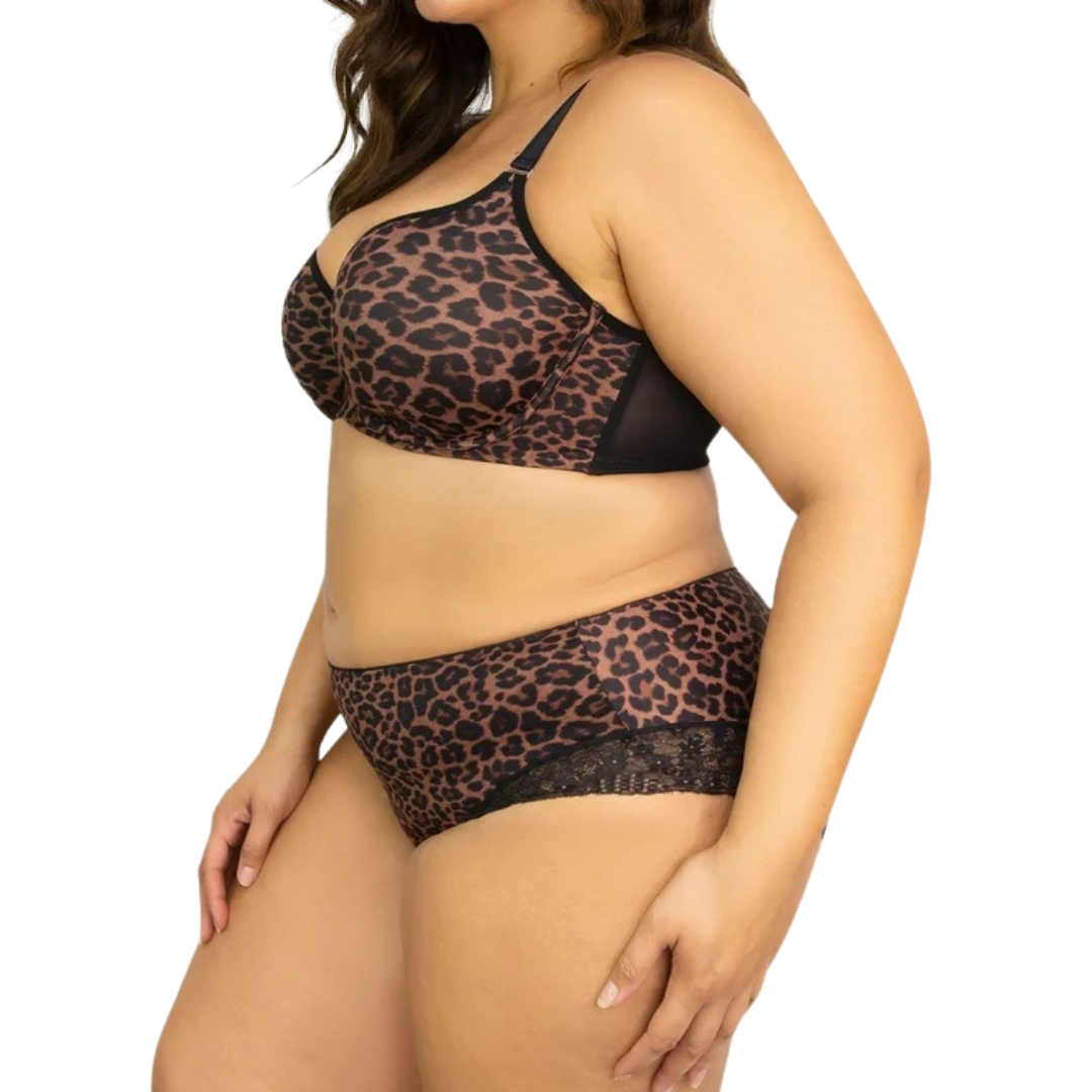 Brown and Black Leopard Print T Shirt Bra (42 DD)