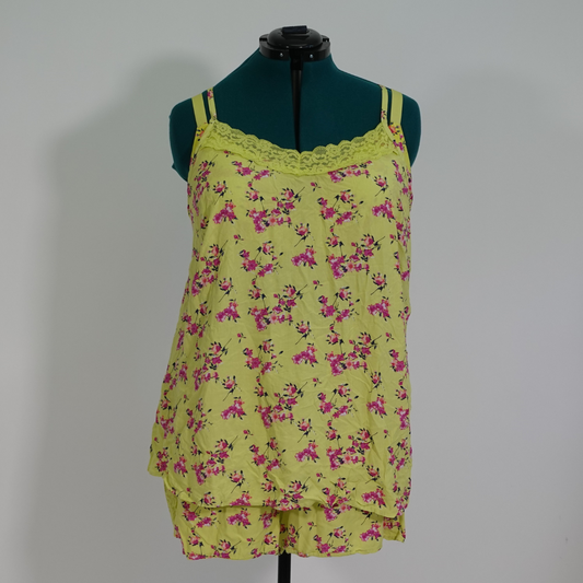 Bright Yellow Floral Lace Trim Cami