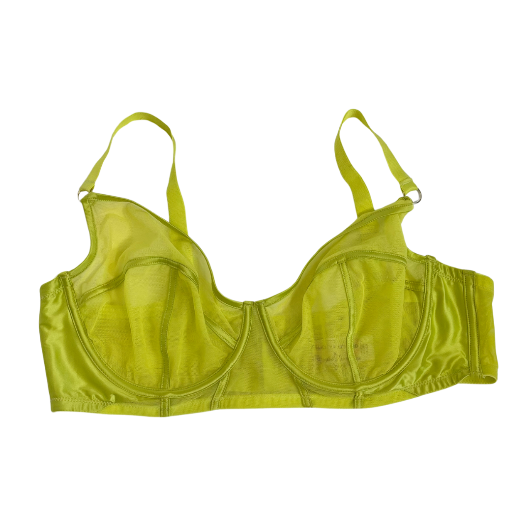 Felicity Hayward X Playful Promises Neon Yellow Sheer Mesh Bra (42 DD/E)