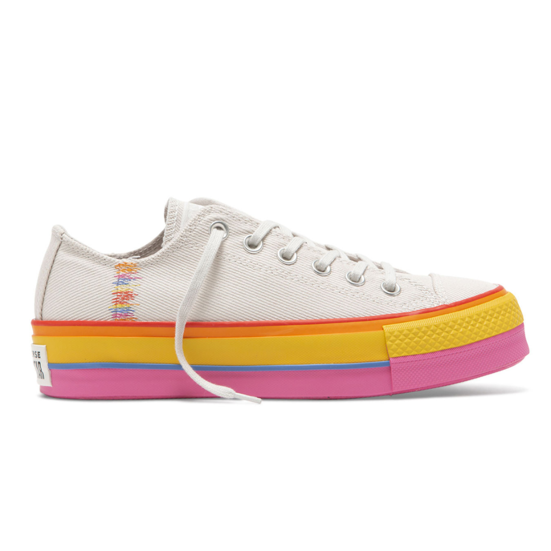 Converse Rainbow and Off-White Lift Low Top Sneakers (8 Women / 6 Men)