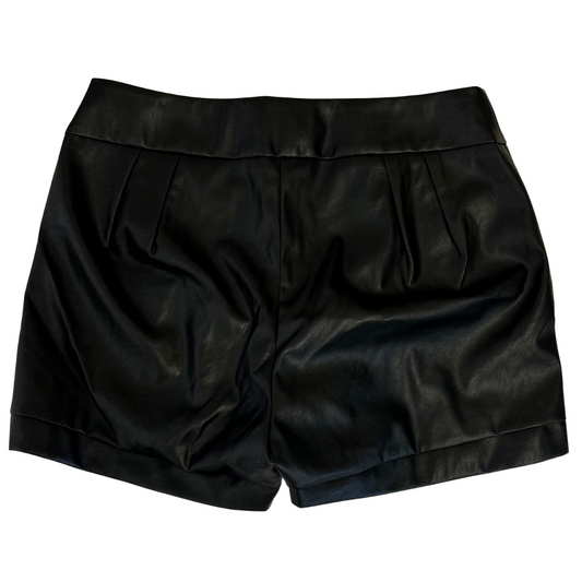 Black Faux Leather Shorts with Zipper Detail