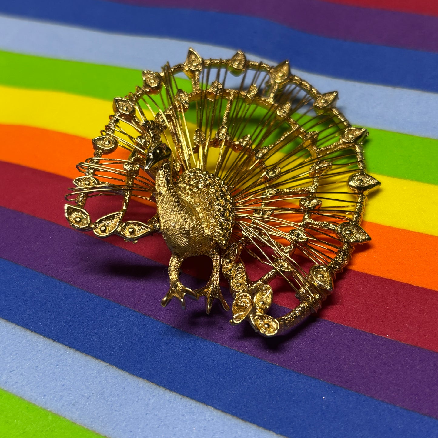 Vintage Gold Peacock Brooch