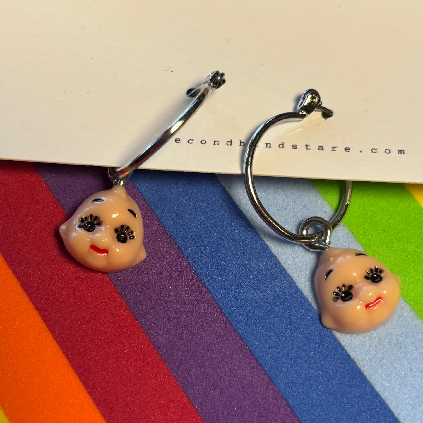 Tiny Doll Head Hoop Earrings