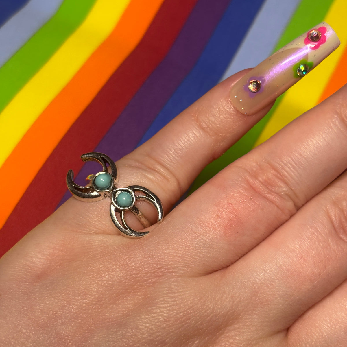 Silver Double Crescent Ring