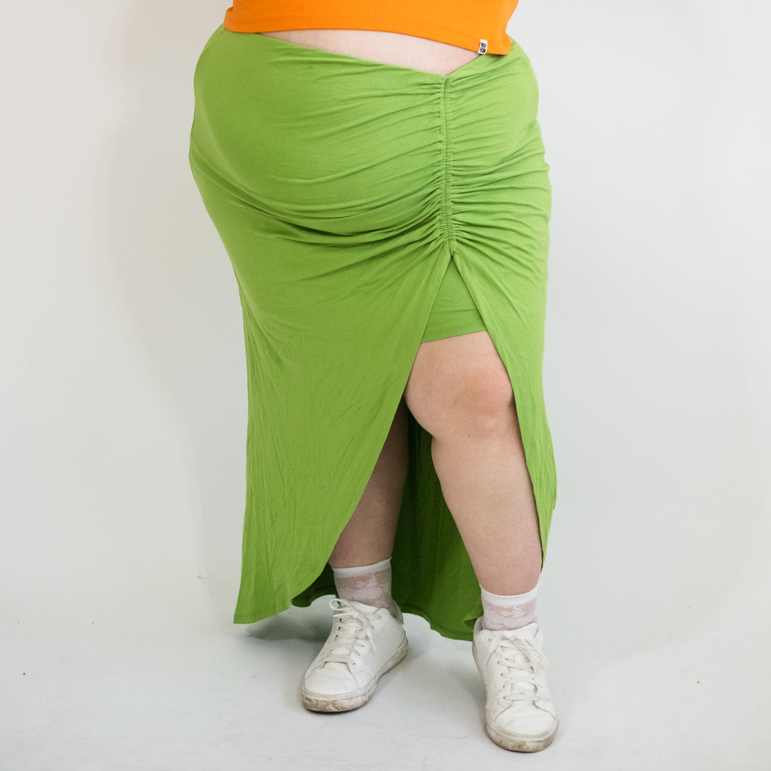 Green Thigh Split Midi Skirt NWT