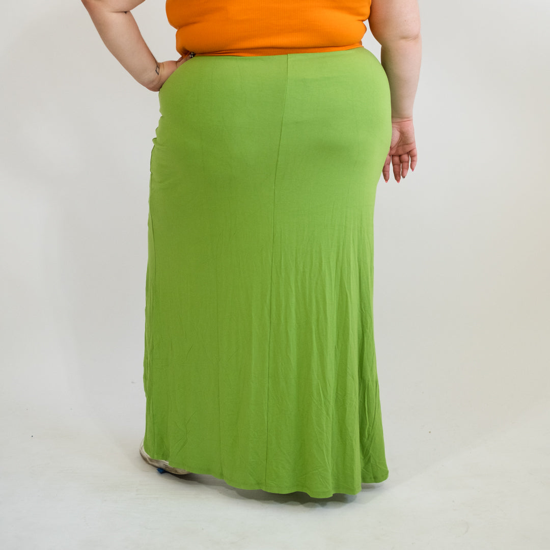 Green Thigh Split Midi Skirt NWT