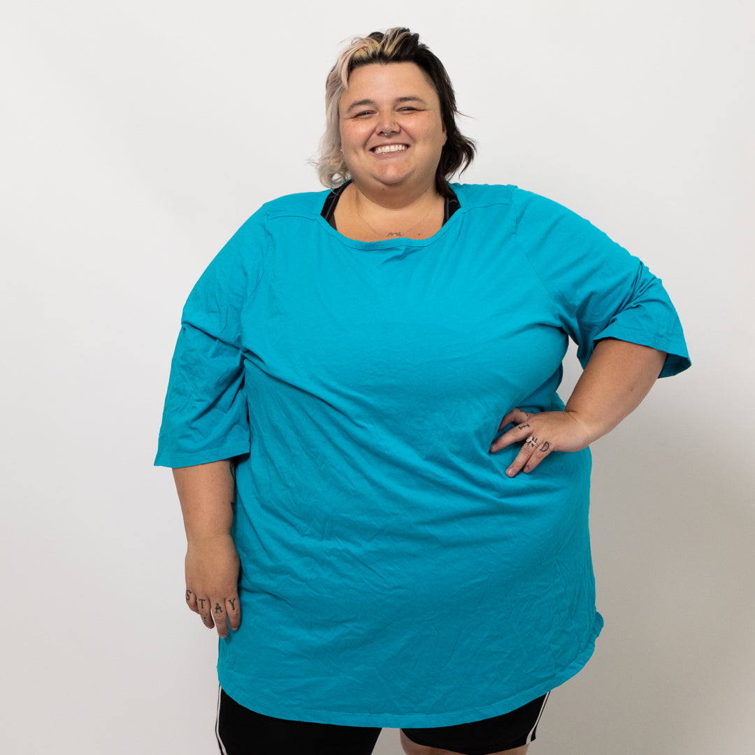 Turquoise 3/4 Length Sleeve Top