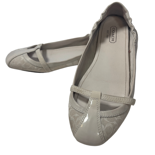 Vintage Coach White Leather/ Canvas Logo Verra Ballerina Flats (Size 9)