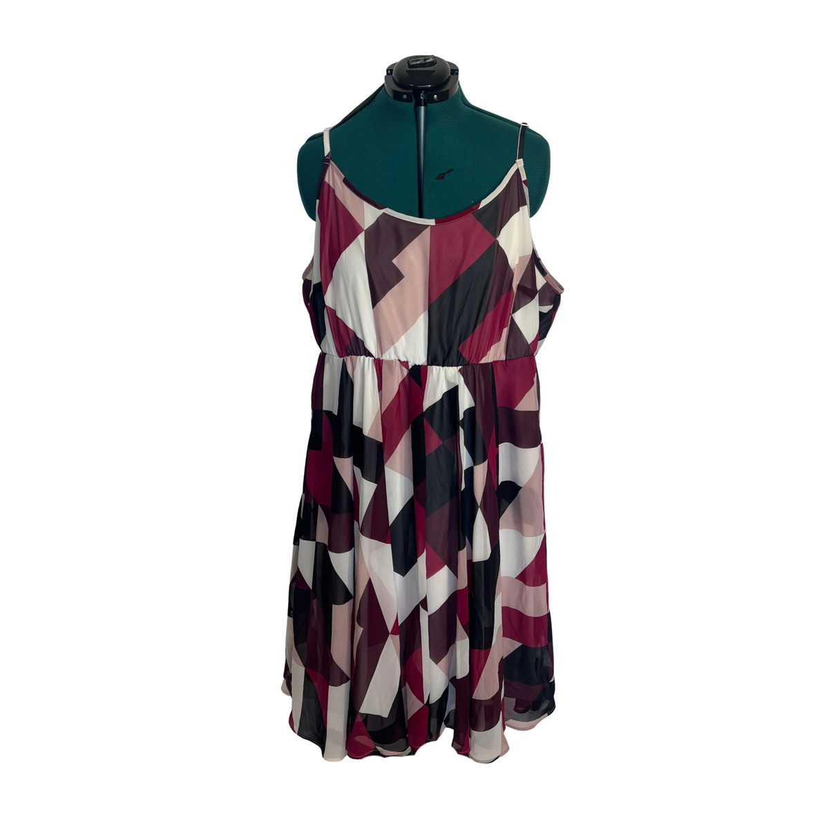 Torrid Burgundy and Pink Geometric Pattern Midi Dress