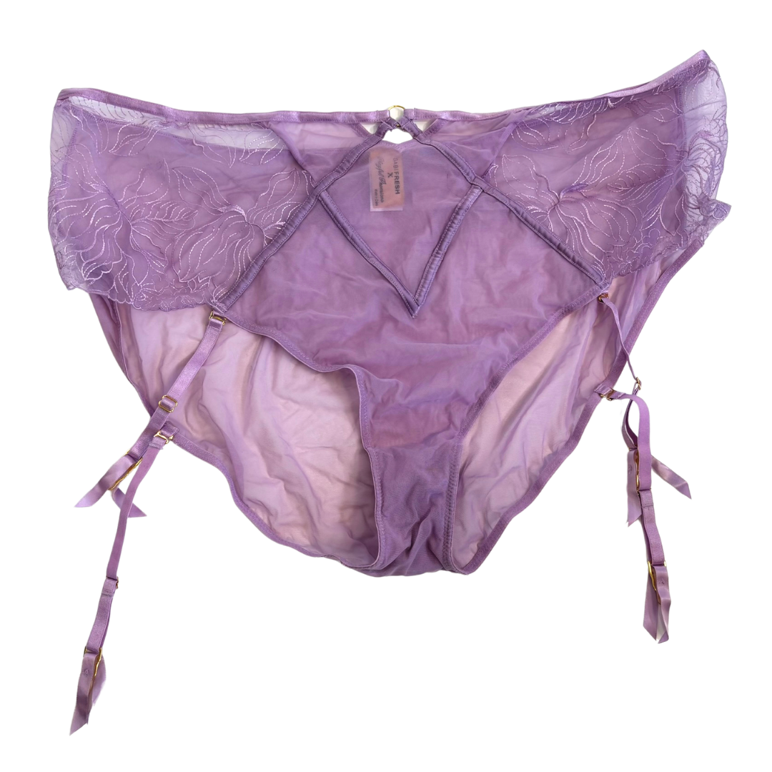 Gabi Fresh X Playful Promises Lilac Sheer High Waisted Garter Panties NWOT