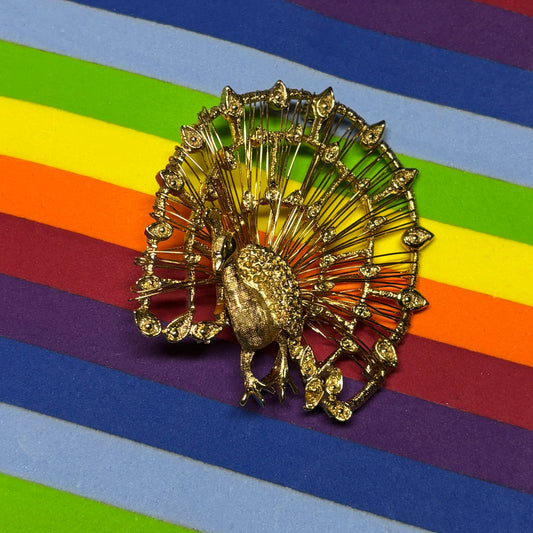 Vintage Gold Peacock Brooch