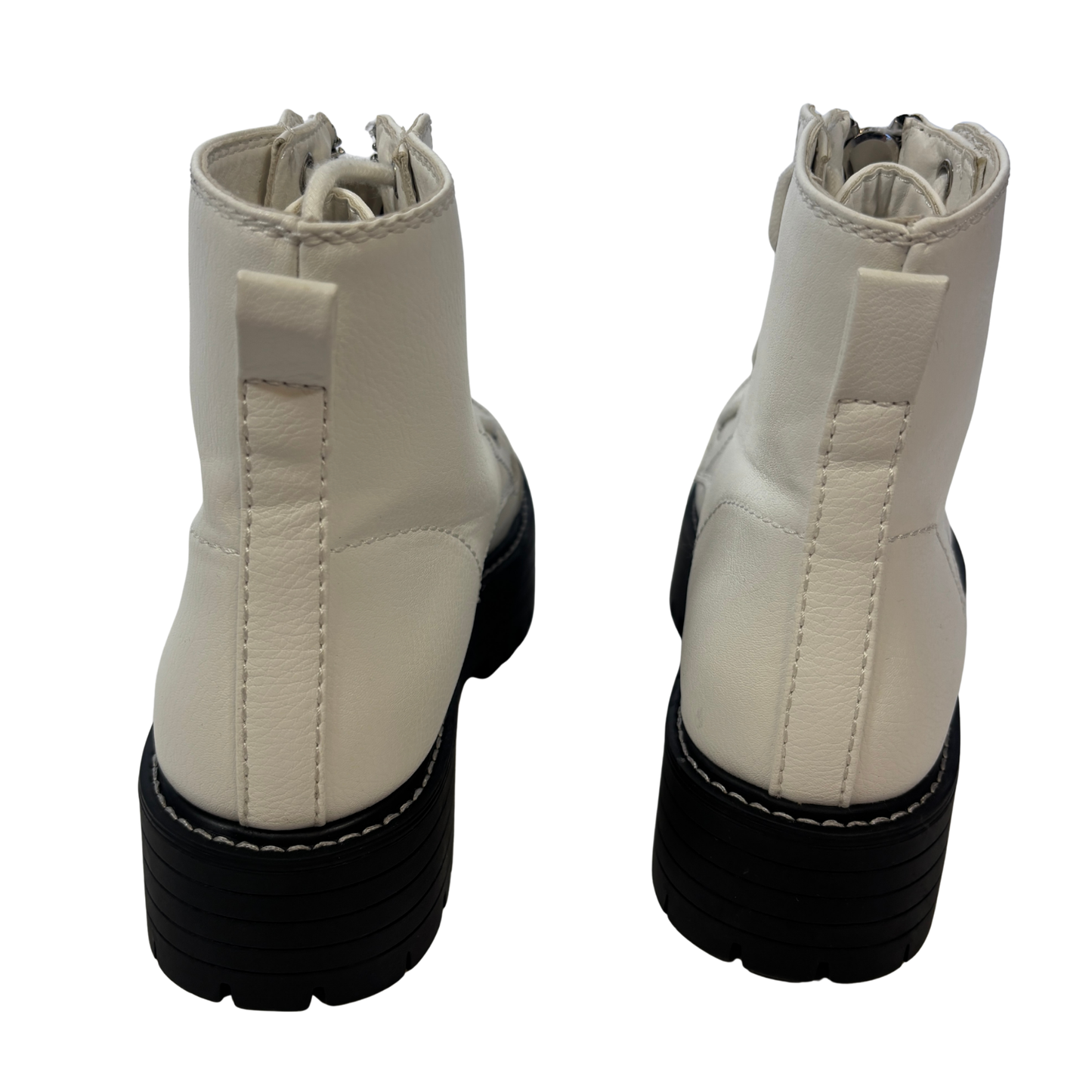 White Zip/ Lace Up Platform Combat Boots (Size 6.5)