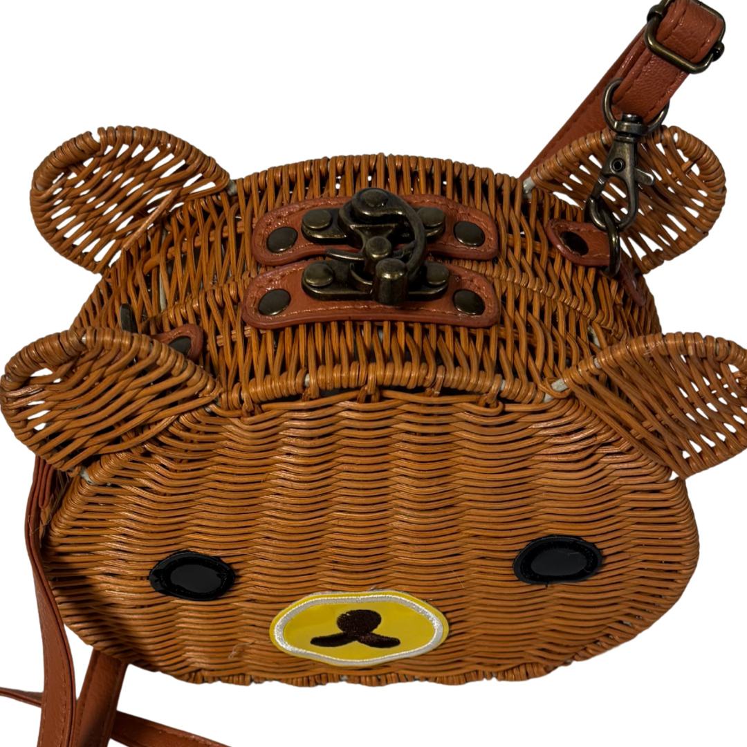 Pepaloves Wicker Basket Bear Crossbody Purse